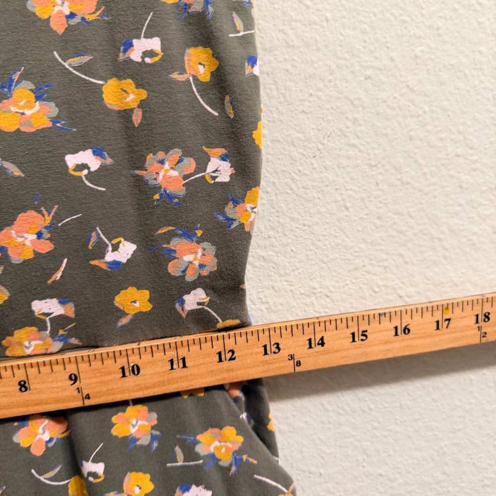 Pact Organic Cotton Fit and Flare Dress Olive Green Floral Tie Back Small - Picture 10 of 11